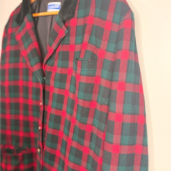 Vintage Pendleton Wool Plaid Jacket Blazer Red Green 100% Virgin Wool - Picture 7 of 13